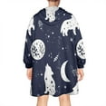 thumbnail image 2 of Wearable Oversized Blanket,Celestial Wolf Halloween Pattern Wearable Blanket Hoodie for Adults,Cozy Hooded Blankets with Super Pockets,Super Warm Fuzzy Pullover for Women & Men, 2 of 6