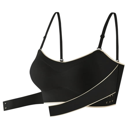 

Bra Womens Non Slip Front Buckle Detachable Shoulder Strap Bra Chest Pad Underwear Polyester running sports bras for women Black