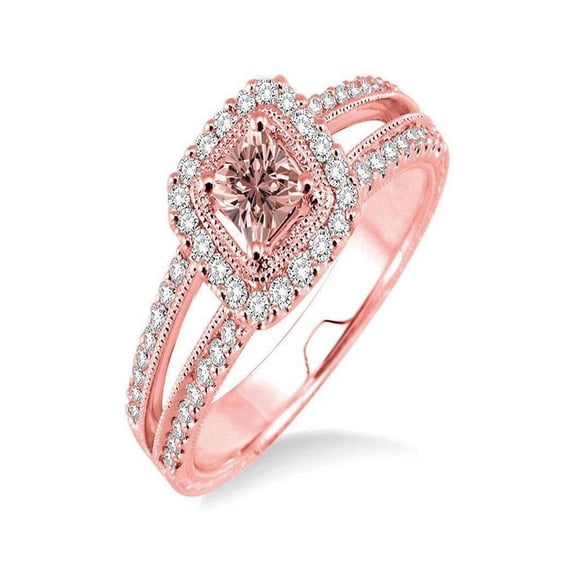 1.50 carat Morganite and Diamond Engagement Ring for Women in 14k Rose Gold affordable morganite and diamond engagement ring