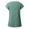 thumbnail image 5 of RMGVDSD Womens Tops Summer Sweater Women's Blouse Solid Color Button Fashion Short Sleeve Shirts Soft Sweater Fashion Outfit /Green, 5 of 7