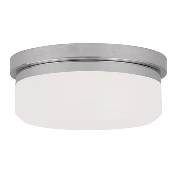2 Light Polished Chrome Ceiling Light fixture or Wall Mount with Hand Blown Satin White Glass Shade