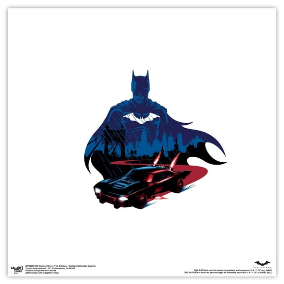 Gallery Pops DC Comics The Batman - Gotham Defender Graphic Wall Art, Unframed Version, 12" x 12"