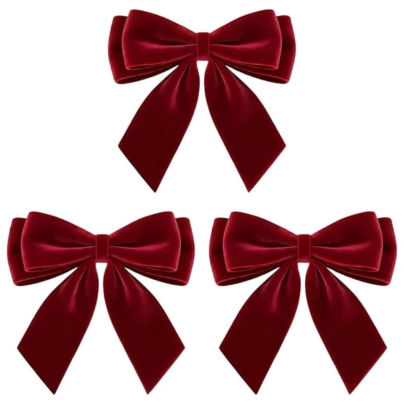 Pre-Tied Velvet Decorative Bows, Soft Holiday Ornament Bows, Reusable DIY Decor Crafts for Christmas Tree Wreath Garland Gift Wrapping Staircase & Mantel, Indoor and Outdoor Decoration
