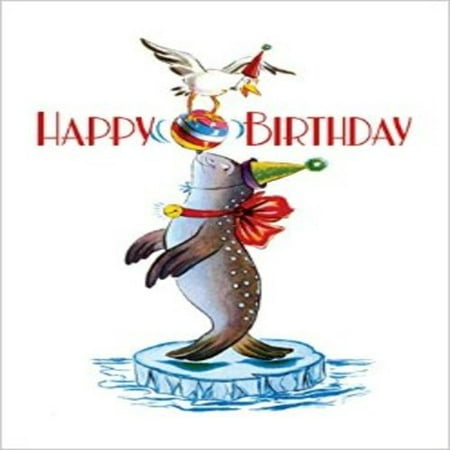 Happy Birthday - Circus Seal - Birthday Greeting Card