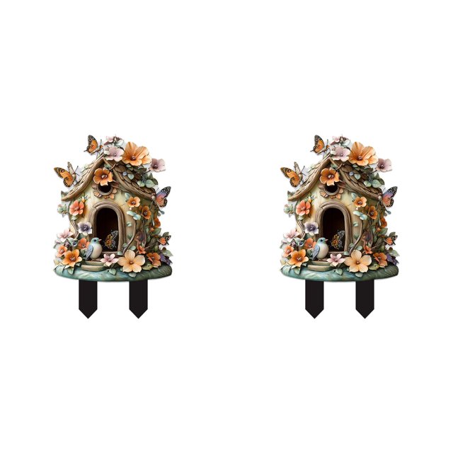(2-Pack) Kcodviy Cute Bird Garden Stake Acrylic Flat Design Yard Art Feature Theme Ornament