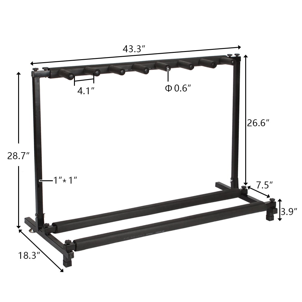 Multi Guitar Stand, 7 Guitar Stand Rack, Folding Guitar Stand, Portable Guitar Holder, Guitar Rack for Acoustic, Electric Guitar, Bass, Guitar Holder Stand, Multiple Guitars Display (7 Guitars)