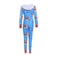thumbnail image 3 of Pyjama Femme Imprimé de Noël Combinaison à Capuche en Flanelle avec Fermeture Éclair, 3 of 7