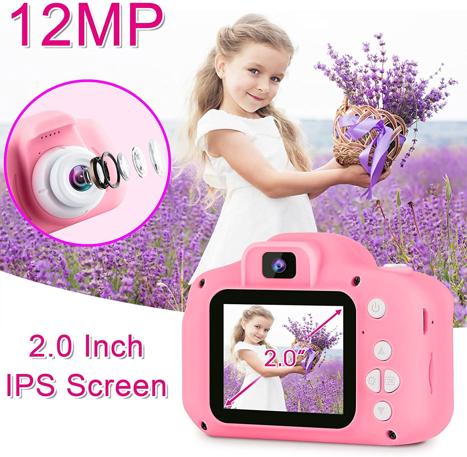 Pink, Blue 2 Pieces Upgrade Kids Selfie Camera Christmas Birthday Present for Toddler 2 Inch 1080p Digital Video Cameras Multifunction Portable Toy for 3 4 5 6 7 8 Year Old Boys and Girls 