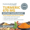 thumbnail image 3 of Rawleigh Turmeric 670mg: 90 Vegan Capsules | with Black Pepper & Ginger | Immunity, Bone & Joint Care | High Absorption | Non-Toxic, Organic Ingredients | Curcumin Supplement, 3 of 5