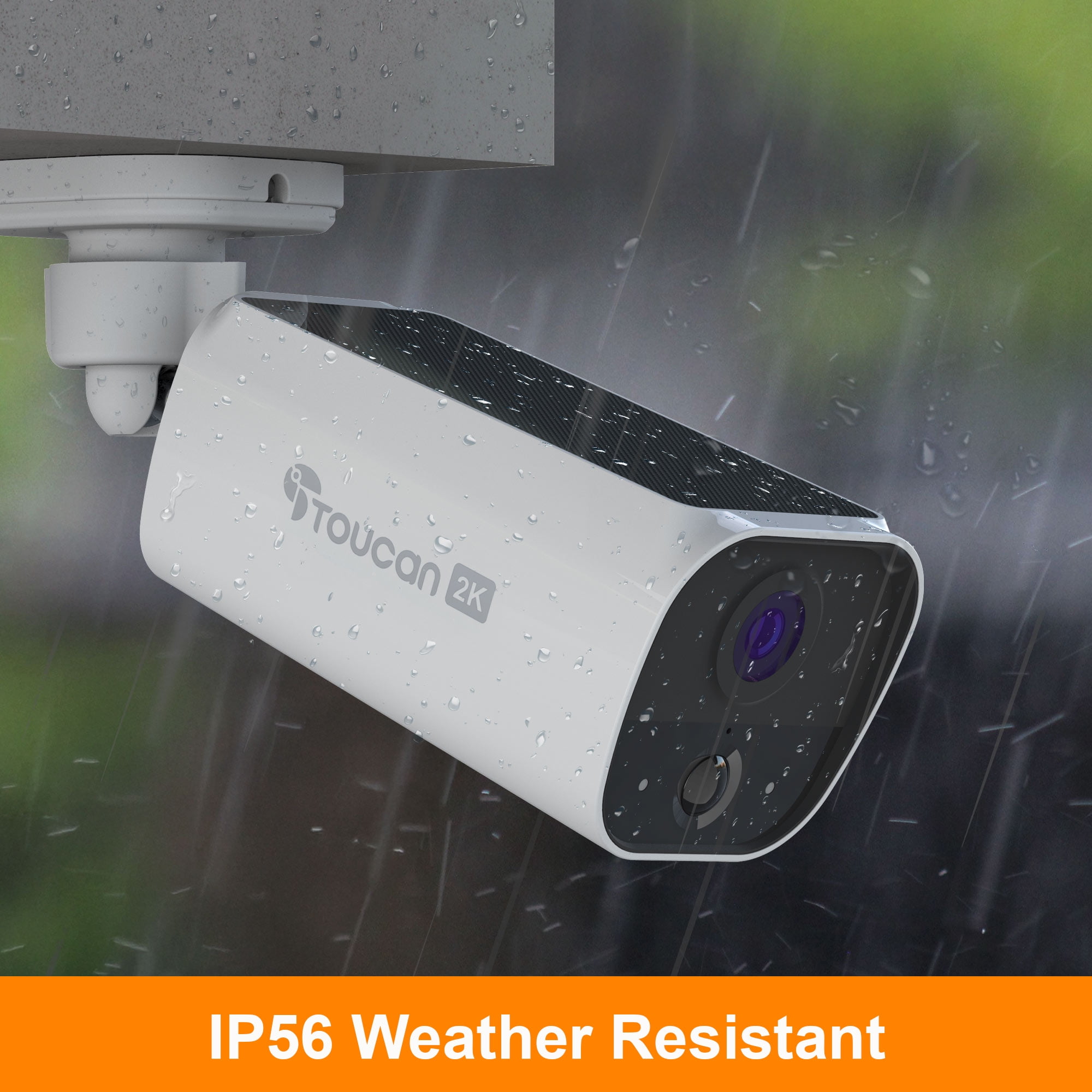 Toucan Solar Wireless Security Camera, 2K Resolution, Continuous Power, No Subscription Require