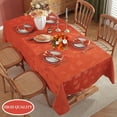 thumbnail image 2 of Thanksgiving Tablecloth Jacquard Heavy Duty & Spill Proof Table Cloth with Autumn Leaves, Washable Table Cover for Fall Harvest Holidays 52" x 70" Rust, 2 of 7
