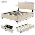 thumbnail image 4 of Queen Size Velvet Upholstered Platform Bed with 2 Storage Drawers and Twin XL Trundle, 4 of 13