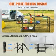 VEVOR Camping Kitchen Table Folding Portable Cook Station Tables Shelves &A Sink