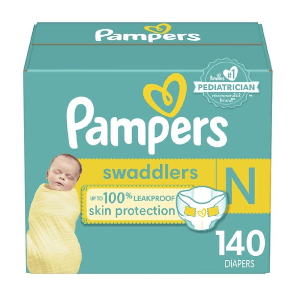 Pañales Pampers Swaddlers para recién nacidos, tamaño 0, 140 unidades