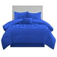 thumbnail image 4 of 5 Piece New Half Pinch Pleated Pattern Comforter Set, 800 TC, 100% Egyptian Cotton, Oversized Super King Size Royal Blue Solid, 4 of 6