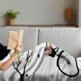 thumbnail image 3 of Nature Soft Flannel Fleece Throw Blanket, Spring Tree Birds Bike Basket with Colorful Flowers Blossom European City Theme, Cozy Plush for Indoor and Outdoor Use, 50" x 60", Multicolor, by Ambesonne, 3 of 5