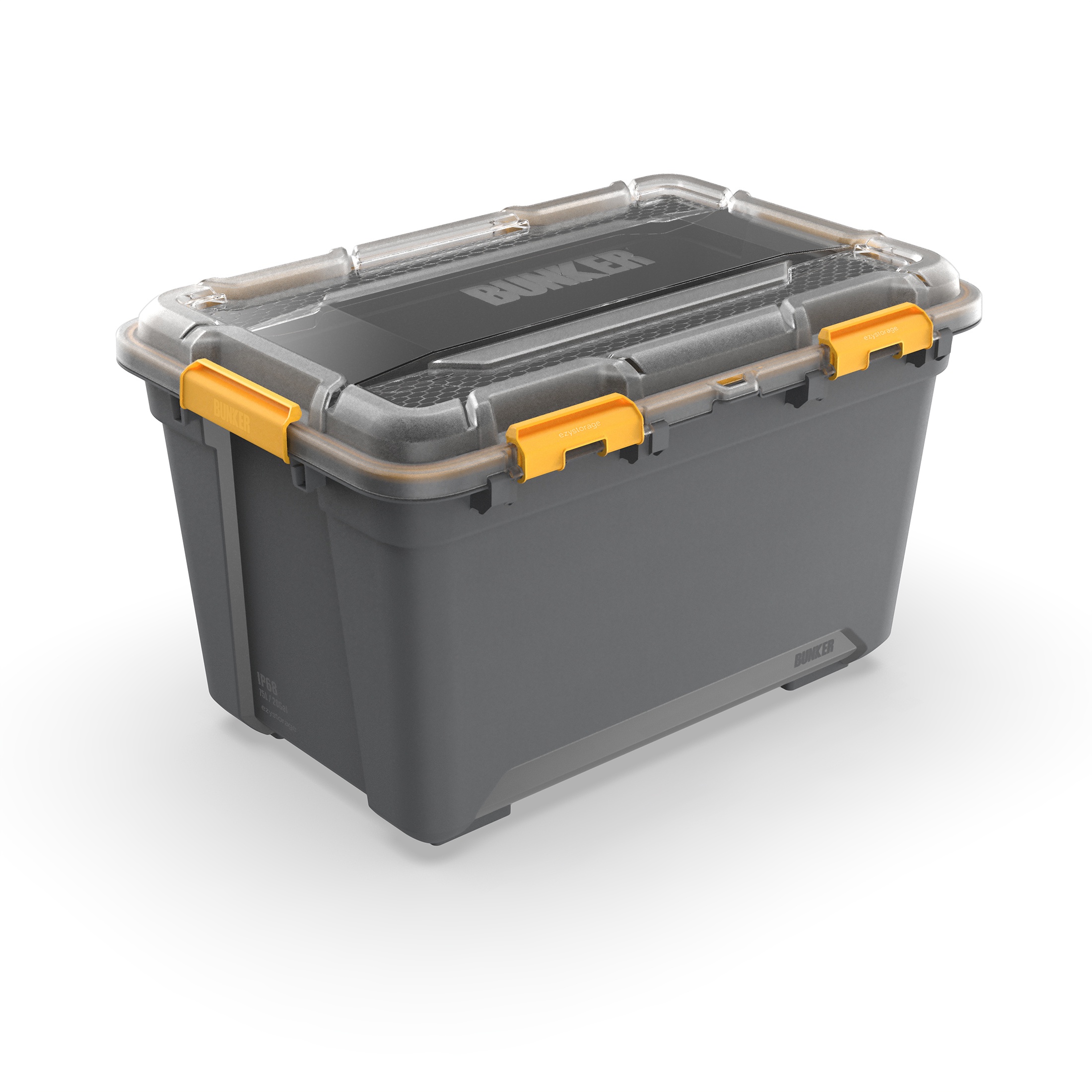 Ezy Storage 5.28 Gallon Small Gasket Tote, IP68 WaterProof Plastic Storage Bin with Lid, Gasket Seal and Durable Latches, Gray