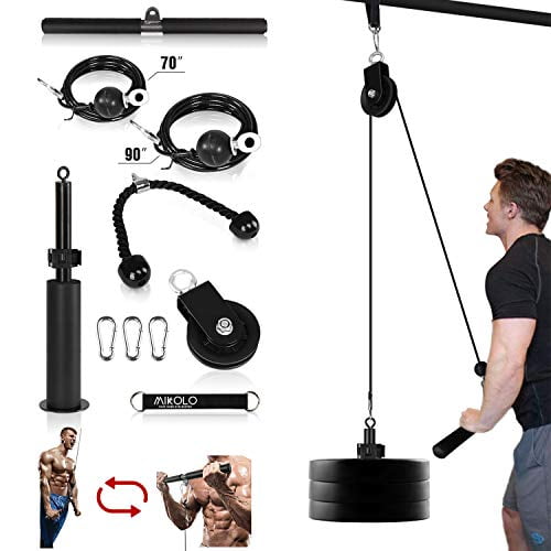 Mikolo Fitness LAT and Lift Pulley System Dual Cable Machine 70 and 90 with Upgraded Loading Pin for Triceps Pull Down Biceps Curl Back Forearm Shoulder Home Gym Equipment Patent Walmart