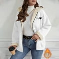 thumbnail image 2 of XPMWRP Women's Heart Pattern Print Hooded Fleece Jacket Oversized Solid Color Zip Coat Fall Winter Warm Long Sleeve Loose Jacket with Pockets White L, 2 of 8