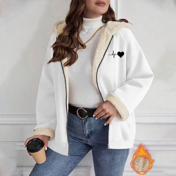Women's Plus Size Winter Cardigan Double Faced Fleece Hooded Short Top