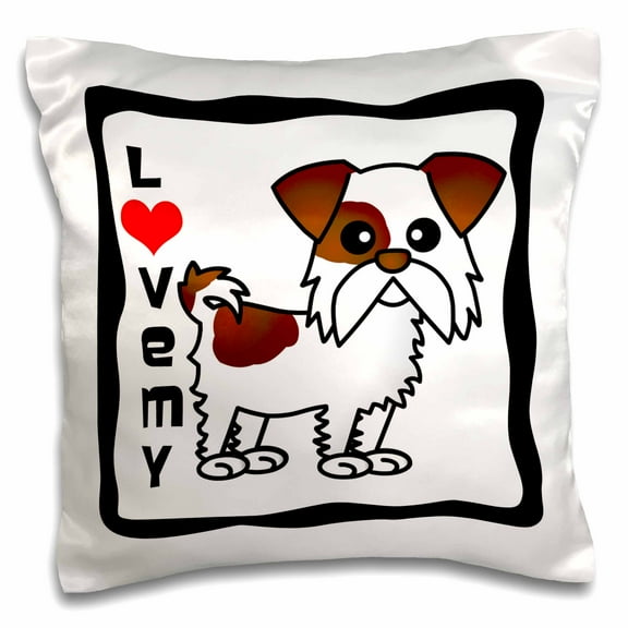 3dRose, I Love My Shih Tzu Brown and White, 16x16 inch Pillow Case