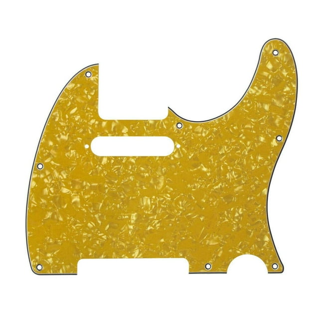 Pièces de Guitare Standard Tele Pick Guard Plaque de Protection 8 Trous pour Guitare TL Telecaster - (Couleur & Plis : Perle Dorée 4 Plis)