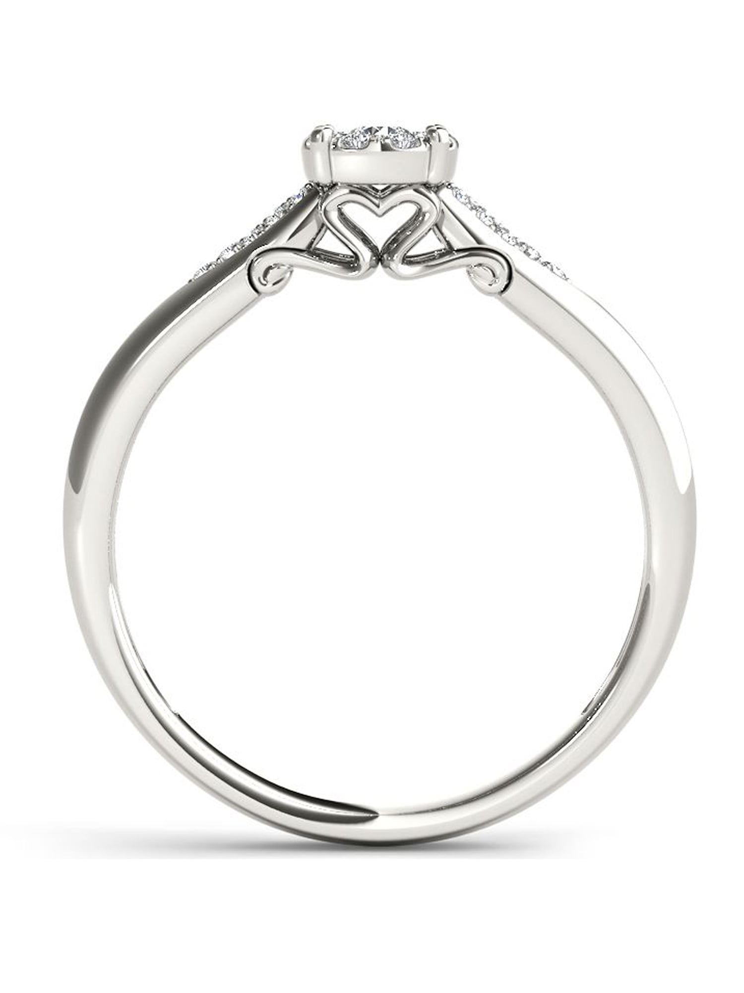 1/6Ct TDW Diamond 10K White Gold Cluster Ring Engagement Ring