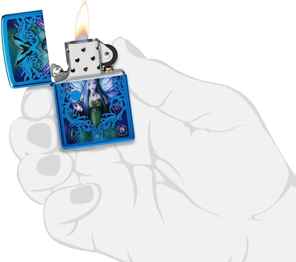 Zippo Lighter - Customized Message on Mystic Aura Fairy - High Polish Blue 48985