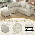 thumbnail image 3 of 82.6" L-shaped Sectional Pull Out Sofa Bed, Fabric Upholstered Sleeper Sofa with Two USB Ports and Storage Ottoman, Convertible Sectional Sofa Couch for Living Room, Beige, 3 of 7