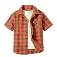 thumbnail image 5 of qucoqpe Mens Flannel Shirt Short Sleeve Lapel Plaid Shirts Casual Button Down Jacket, 5 of 6