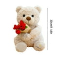 thumbnail image 3 of Teddy Bear Stuffed Animal Gift with Rose Funny Cute Bear Stuffed Animal Plush Gifts for Christmas Valentine Mother Birthday Wedding, 11.8 Inches, 3 of 6
