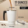 thumbnail image 3 of OUTSIDER Stainless Steel Vacuum Insulated Coffee Mug/Cup with Rotating Handle and Spill Proof Lid – Great Travel Tumbler for Outdoor, Home, Office – 17 ounces, White, 3 of 9