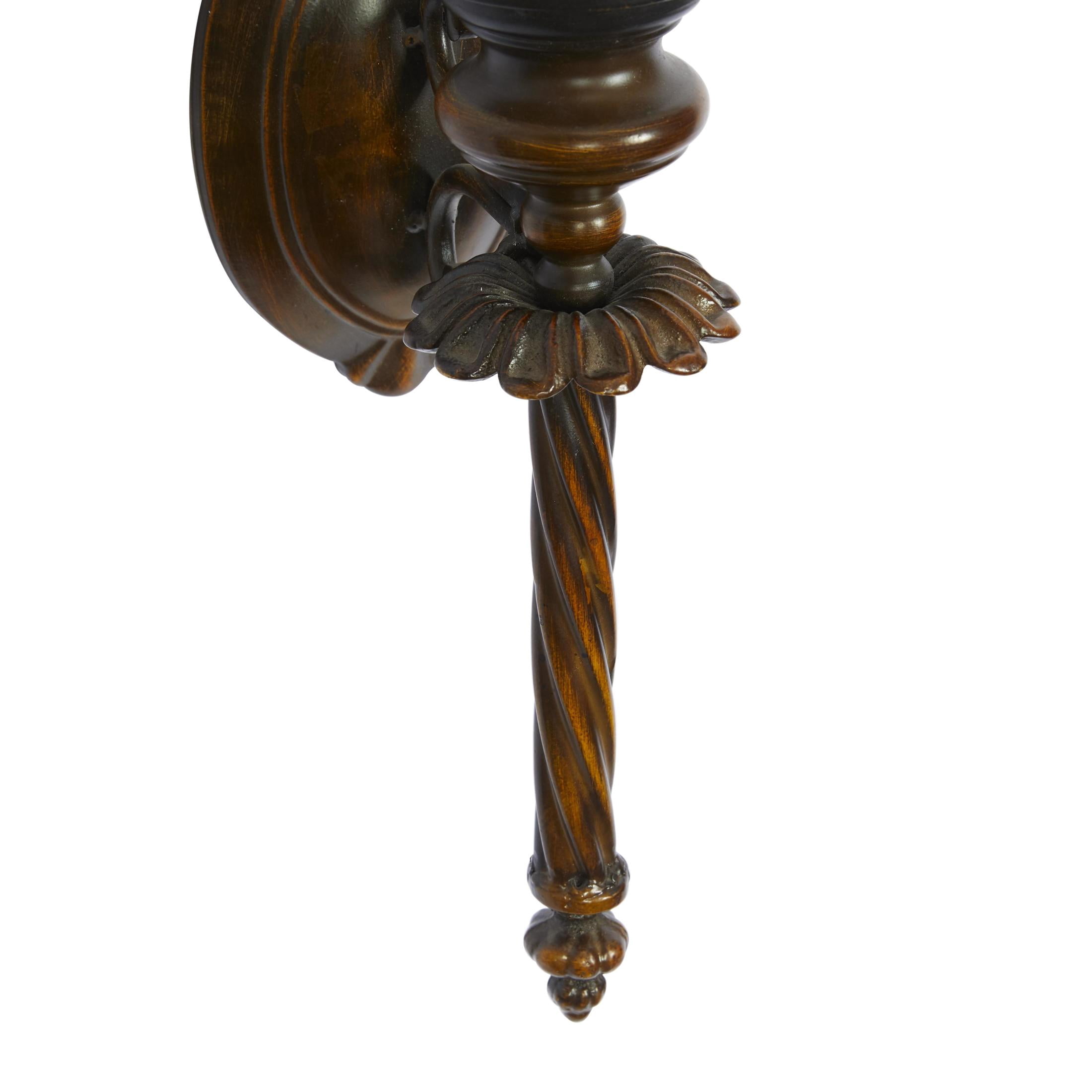 DecMode Brown Metal Leaf Candle Wall Sconce with Twisted Base
