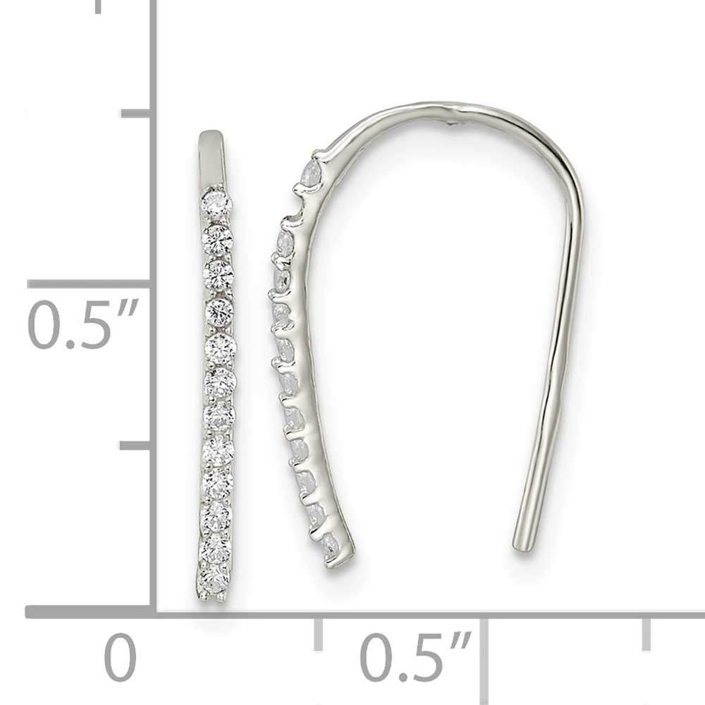 Sterling Silver Polished CZ Threader Earrings