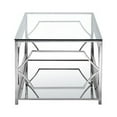 thumbnail image 3 of Pangea Home Edward Metal Rectangle Coffee Table with Glass in Silver, 3 of 4