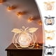 thumbnail image 1 of Candelabro de calabaza de Halloween | Marco de hierro metálico Oro negro | Adorno de escritorio en forma de vaso de cristal | Centro decorativo para salón y mesa | Acentos únicos de hojas | 4,7, 1 of 6