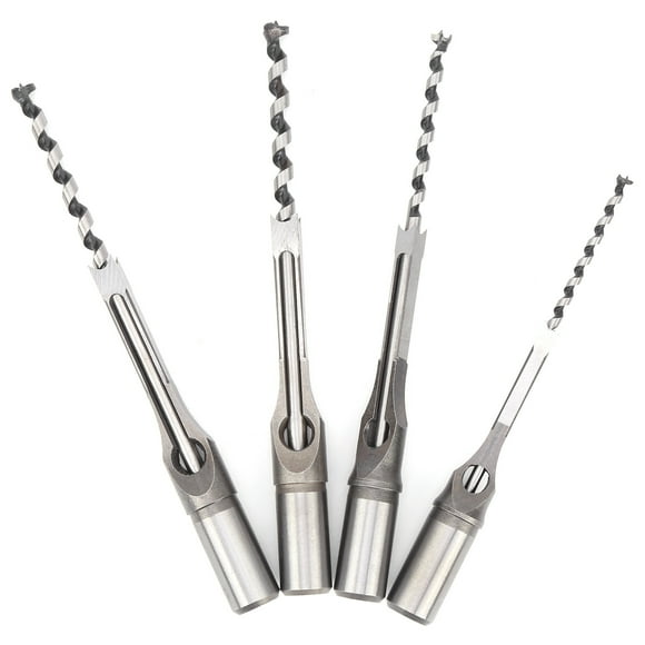 Square Hole Drill Bit, 4Pcs/Set Drilling Tool Woodworking Square Hole Drill Bits, Bearing Steel For Square Tenon Machines Square Hole Drills