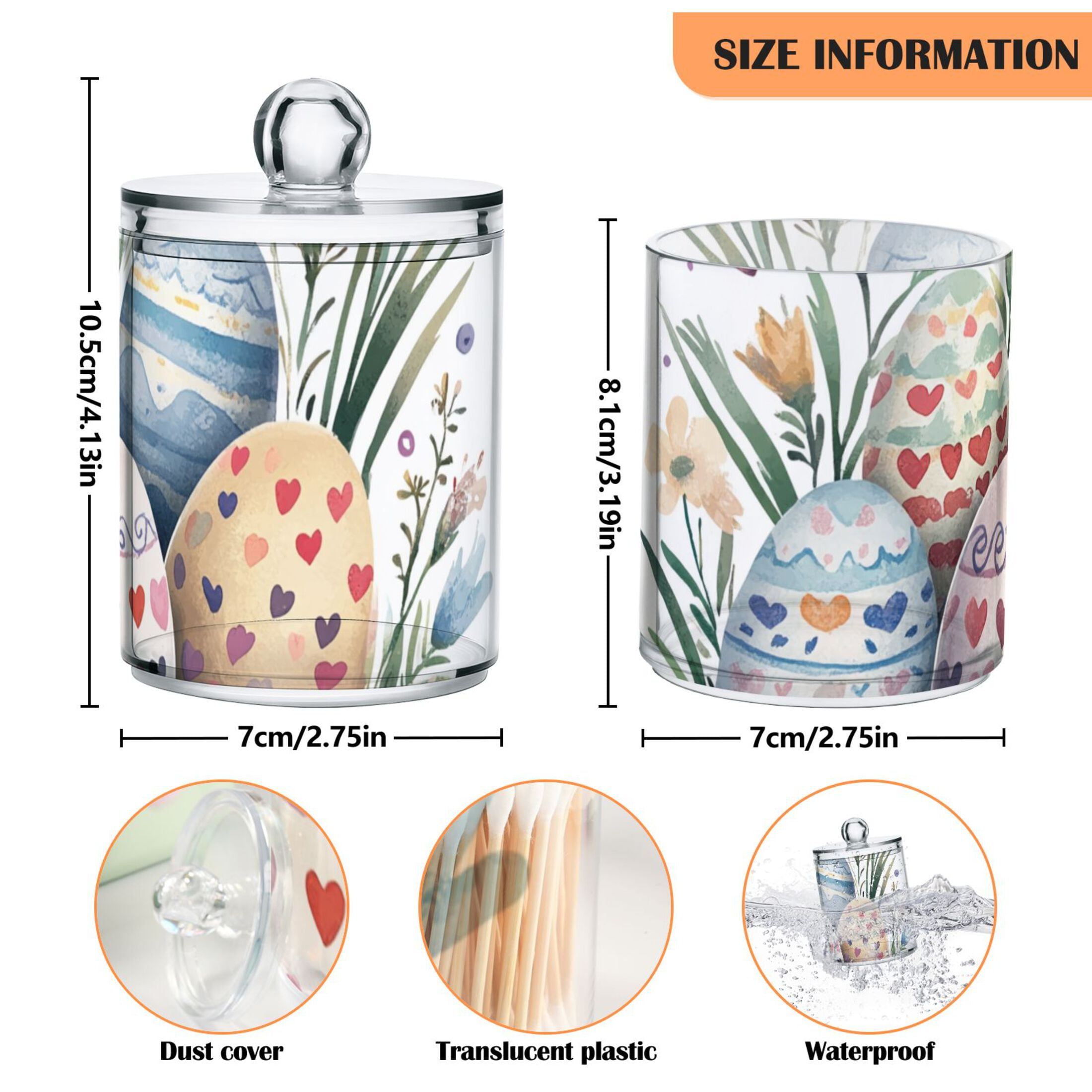 Ckdifva Easter Eggs Hearts Storage Jar with Lid Acrylic Organization Storage Containers Set of 4