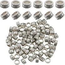 DIY 1 Box 100Pcs 8mm Alloy Spacer Beads Silver Large Hole Loose Bead Bulk Tibetan Style Antique Metal Round Column European Rondelle Beads for Jewelry Making Necklace Bracelets Beading Supplies DIY