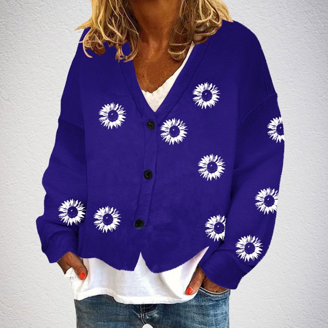Puntoco Chaqueta Informal Con Botones Y Estampado De Moda Para Mujer