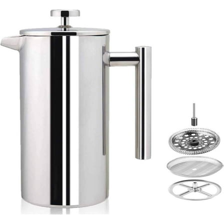 Keyasia 34-Ounce Stainless Steel Double-Walled French Press Coffee Maker