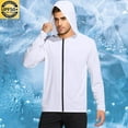 thumbnail image 2 of Juebong Mens UPF 50+ Hooded Fishing Shirts Long Sleeve Sun Protection Hoodie, Hiking Running Swimming Rash Guard Gym Fitness White,XXL, 2 of 6