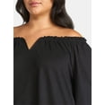 thumbnail image 4 of Terra & Sky Women's Plus Off the Shoulder Top with Long Sleeves, Sizes 0X-5X, 4 of 5