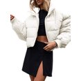 thumbnail image 4 of Liacowi Women Cropped Puffer Jacket, Long Sleeve Stand Collar Zip-up Winter Quilted Down Coat, 4 of 7