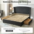 thumbnail image 6 of Luxurious Upholstered Wingback Storage Platform Bed with 60 inch High Headboard, Premium Linen, Dual Storage Drawers, and Sprung Slats-QUEEN INK BLUE, 6 of 10