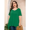 thumbnail image 5 of SHOWMALL Women’s Plus Size Tunic Tops Short Sleeve Clothes Forest Green 5X Summer Blouse Swing Tee Crewneck Clothing Flowy Shirt for Leggings, 5 of 8