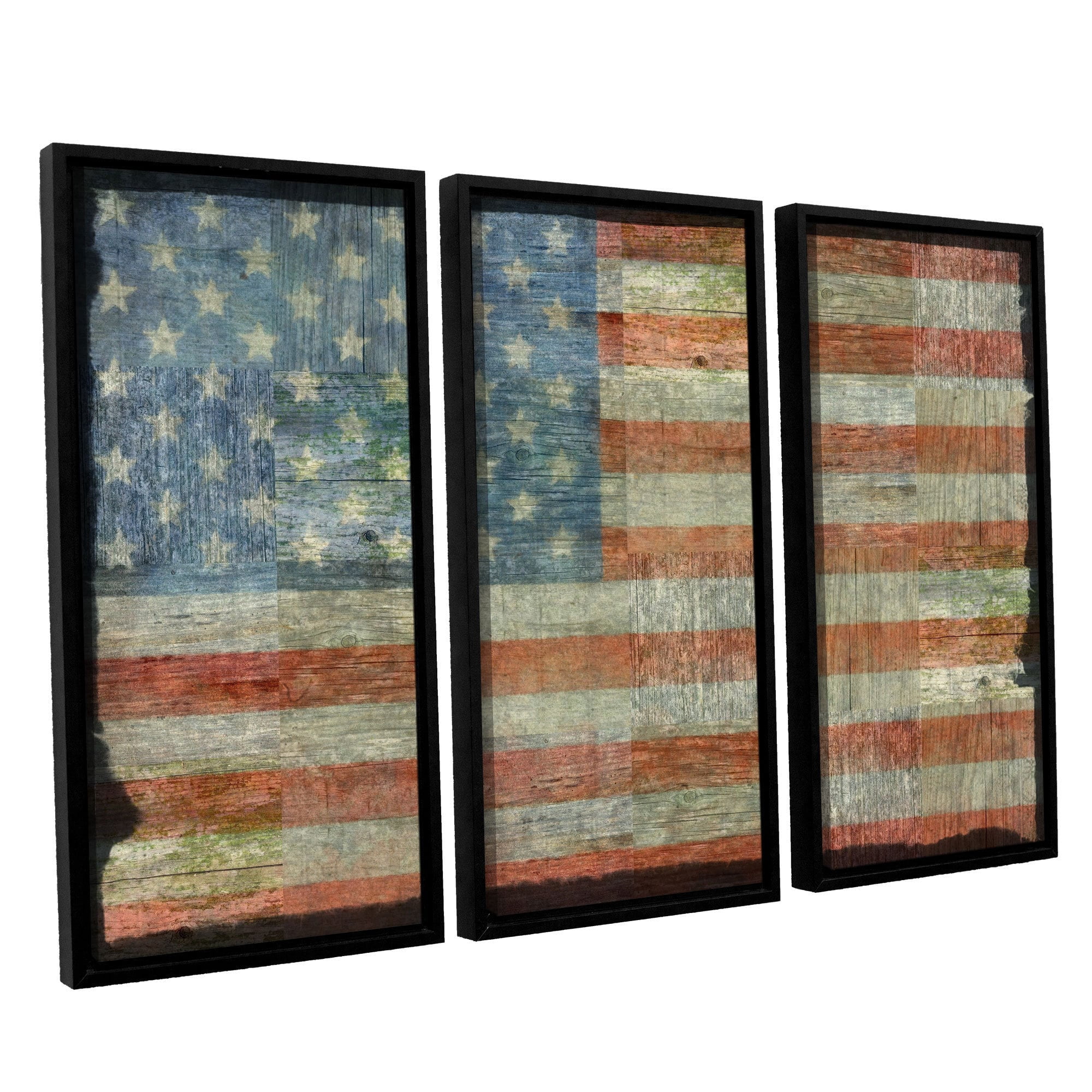 ArtWall Kevin Calkins "Old Glory" 3-Piece Floater Framed Canvas Set