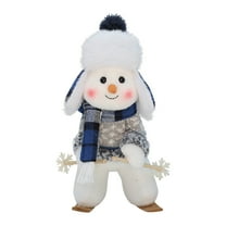 Christmas Snowman Plush Doll Toys- Christmas Blue Series Snowman Plush Ski Doll Stuffed Snowman Plush Christmas Decorations -Winter Christmas Gifts(C)