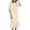 Beige, variant on Women's Boat Neck Midi Dress with Side Button Detail Short Sleeve Casual Shift Dress with Pockets for Everyday Wear
