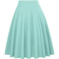 thumbnail image 4 of Lovskoo Womens Vintage High Waist A-Line Skater Skirt Bow Tie Flared Midi Skirt with Pockets Green 2XL, 4 of 5